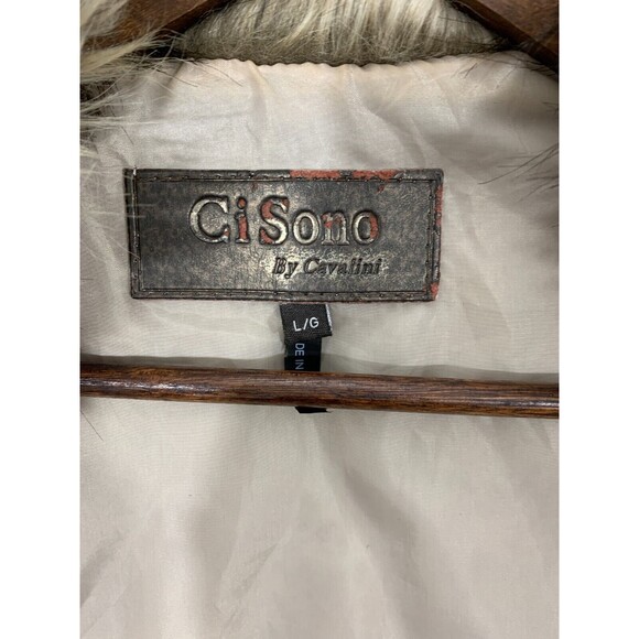 CI SONO by VACATINI L/G Large Faux Fur Vest Brown Beige Cream Tan - Picture 3 of 11